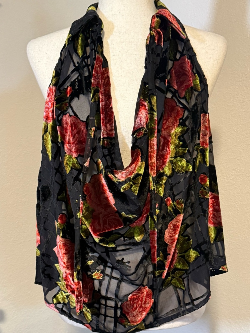 NWOT Free People Sheer Cowl Floral Top Small Swingy